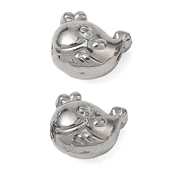Stainless Steel Color 304 Stainless Steel Beads, Whale, Stainless Steel Color, 7.5x8.5x5.5mm, Hole: 1.4mm