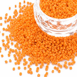 Orange Glaszylinderperlen, Perlen, Backen Farbe, Rundloch, orange, 1.5~2x1~2 mm, Bohrung: 0.8 mm, ca. 45000 Stk. / Beutel, ungefähr 1Pfund/Beutel