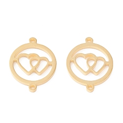 Echt 18 k vergoldet 201 Edelstahl Links, manuelles Polieren, Ring mit Herz PVD Vakuumbeschichtung, echt 18 k vergoldet, 20x16x1.5 mm, Bohrung: 1.2 mm