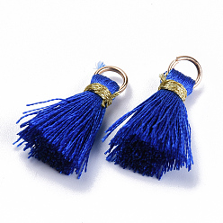 Синий Нейлоновые нитки, с золотыми железными кольцами и металлическим шнуром, синие, 22~26x5~7 мм, отверстие : 4x2 мм