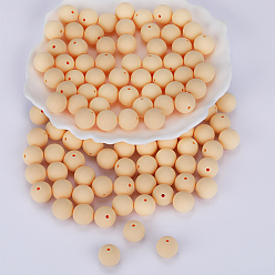 Lemon Chiffon Round Silicone Focal Beads, Chewing Beads For Teethers, DIY Nursing Necklaces Making, Lemon Chiffon, 15mm, Hole: 2mm