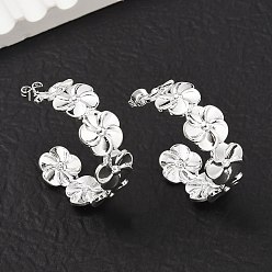 Серебро 304 серьги из нержавеющей стали, c-образный, серьги-кольца, серебряные, 34x12 мм