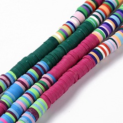 Камелия Ручной полимерные нити глины шарик, Heishi бусы, Диск / плоские круглые, камелия, 6x0.2~2 мм, отверстие : 2 мм, около 325~330 шт / нитка, 15.12~ 15.35 дюйм (38.4~39 см)