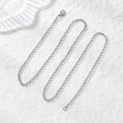 Нержавеющая Сталь Цвет 3мм 304 ожерелья из нержавеющей стали с цепочкой роло, не тускнеет, цвет нержавеющей стали, 24.41 дюйм (62 см)