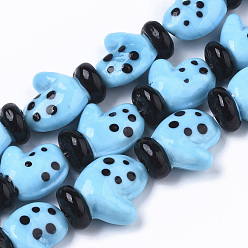 Светло-Голубой Бусы лэмпворк ручной работы, рождественские перчатки, на Рождество, Небесно-голубой, 19~20x15x9~10 мм, Отверстие : 1.8 мм, около 25 шт / нитка, 18.90'' (48 см)