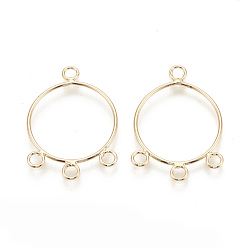 Real 18K Gold Plated Brass Chandelier Components, Ring, Nickel Free, Real 18K Gold Plated, 25x19x1mm, Hole: 1.6mm