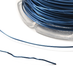 Marine Blue Round Copper Craft Wire, for Jewelry Making, Long-Lasting Plated, Marine Blue, 26 Gauge, 0.4mm, about 65.61 Feet(20m)/roll