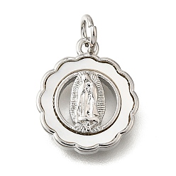 Платина Подвески латунный корпус, Дева Мария, с целью перехода в кольце, без кадмия и без свинца, платина, 19x13x2.2 мм, отверстие : 4x6.5 мм