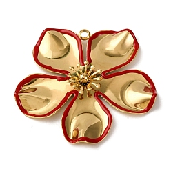 Красный 304 нержавеющей стальной эмали подвески, , вакуумное покрытие pvd, реальный 18 k позолоченный, красные, 54x55.5x5.5 мм, отверстие : 3.2 мм