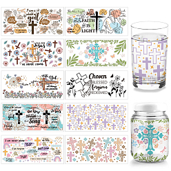 Cross Бумага для переноса тепла из ПВХ своими руками, для чашки УФ-сублимации, крестик, 110x240 мм, 10 стиль, 1 шт / стиль, 10 шт / комплект