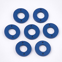 Морской Синий Окрашенные тополя дерева ссылки, пончик, Marine Blue, 18x2.5 мм, отверстие : 1.6 мм