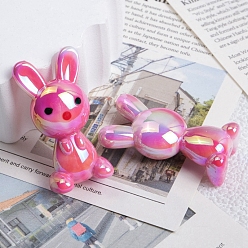Camellia UV Plating Opaque Acrylic Beads, Rabbit, Camellia, 38.6x20x12mm, Hole: 2.5mm