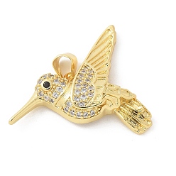 Настоящее золото 18K Латунные микро проложить кубического циркония подвески, птица, стойки покрытие, без кадмия и без свинца, долговечный, реальный 18 k позолоченный, 23x29x5.5 мм, отверстие : 3.5x3.5 мм