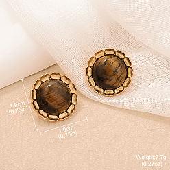 Цветок Серьги-гвоздики из натурального сплава тигрового глаза, золотые, цветок, 19 мм