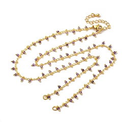 Аметист Латунь кабель цепи ожерелье изготовление, с естественным аметист, стойки покрытие, долговечный, реальный 18 k позолоченный, спаянный, 19.49 дюйм (49.5 см)