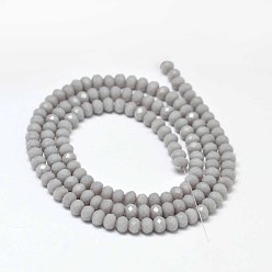 Gray Faceted Rondelle Glass Beads Strands, Gray, 4x3mm, Hole: 1mm, about 127~135pcs/strand, 17.8 inch