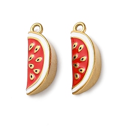 Арбуз 304 нержавеющей стальной эмали подвески, ионное покрытие, фруктовые темы, золотые, арбуз, 19x7x5 мм, отверстие : 1.4 мм