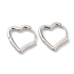 Платинированный Серьги-кольца из латуни для женщин, Реальная платина, 14x2 мм