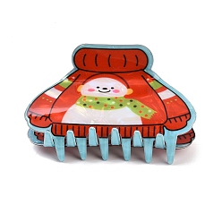 Снеговик Рождественские заколки-краб с уксусной кислотой для женщин и девочек, со сплавочной фурнитурой, снеговик, 49.5x88.5x46.5 мм