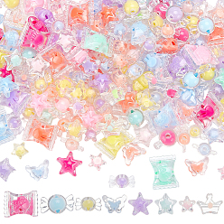 (52) Непрозрачная лаванда 240шт 8 стили прозрачные пластиковые бусины, бусина в бусине, разнообразные, разноцветные, 9~21x11.5~21x6~12 мм, отверстие : 2~3 мм, 30 шт / стиль