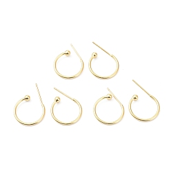 Настоящее золото 18K Латунь серьги, долговечный, кольцо, без кадмия и без свинца, реальный 18 k позолоченный, 15x18.5x3 мм, штифты : 0.7 мм