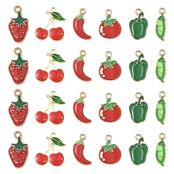 (52) Непрозрачная лаванда 6 шт 6 стили подвески из сплава эмали, овощи и фрукты, разноцветные, 17~21.5x6~16.5x1.3~3 мм, отверстие : 1.4~2 мм, 1 шт / стиль