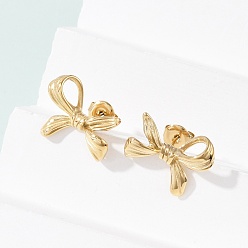 Настоящее золото 14K 304 из нержавеющей стали серьги, ионное покрытие (ip), бантом, реальный 14 k позолоченный, 14.5x18 мм