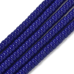 Морской Синий Непрозрачное стекло бисер нитей, диск, Marine Blue, 6x3 мм, отверстие : 1.2 мм, около 115 шт / нитка, 14.96'' (38 см)