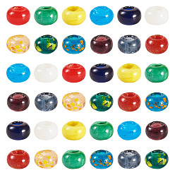 (52) Непрозрачная лаванда 100 бусины лэмпворк ручной работы, бусины с большим отверстием, рондель, смешанный стиль, разноцветные, 13~15.5x8~10 мм, отверстие : 5.5~6 мм