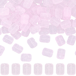 Бледно-Розовый 100 шт. Прозрачные стеклянные бусины, окрашенные распылением., прямоугольные, розовый жемчуг, 18x13x5.5 мм, отверстие : 1.4 мм