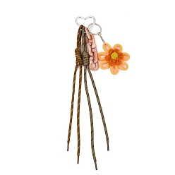 Оранжевый Подвесные украшения ручной работы из полиэстерового шнура и цветочных нитей, с алюминиевыми застежками-карабином, оранжевые, 320 мм