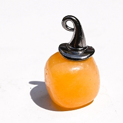 Топаз Нефрит Натуральный топаз нефрита подвески, Подвески-самородки в металлической шляпе ведьмы, 40x10 мм