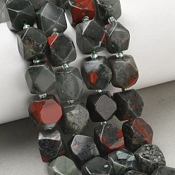 Heliotrop Natürliche afrikanische Heliotrop Perlen Stränge, Nuggets, facettiert, mit Glasperlen, 11.5~12.5x9~13x9~12 mm, Bohrung: 1 mm, ca. 28 Stk. / Strang, 14.96'' (38 cm)