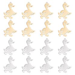 Золотой & Цвет Нержавеющей Стали 16шт. 2 цвет 201 подвески из нержавеющей стали, утка, золотые и нержавеющая сталь цвет, 27x19.5x1 мм, отверстие : 1.6 мм, 8 шт / цвет