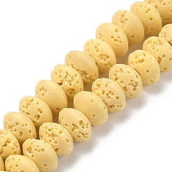 Лимонный шифон Синтетические бусины из лавы, окрашенные, рондель, блюдце бусины, лимонный шифон, 8x5 мм, отверстие : 1.8 мм, около 73 шт / нитка, 14.57'' (37 см)