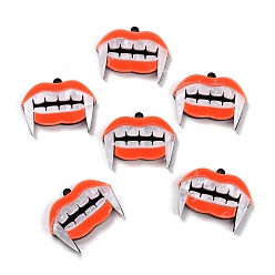 Оранжево-Красный Флуоресцентные акриловые подвески в западном стиле, форма клыков, оранжево-красный, 30x37x4 мм, отверстие : 2 мм
