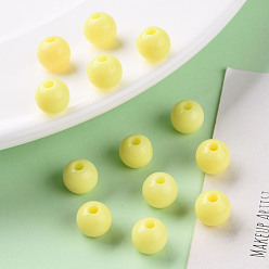 Yellow Opaque Acrylic Beads, Round, Yellow, 8x7mm, Hole: 2mm, about 1745pcs/500g