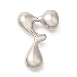 Letter F Стойки обшивки латунные бусины, письмо-шар, для изготовления именных ожерелий, долговечный, без свинца и без кадмия, платина, Буква F, 23.5x17x6.5 мм, отверстие : 2 мм