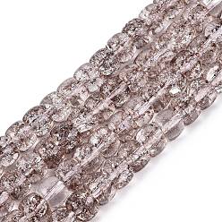 Седло Коричневый Хрустящие прозрачные стеклянные бусины нити, баррель, седло коричневый, 8~8.5x5.5~6.5 мм, отверстие : 1.2~1.4 мм, около 61~64 шт / нитка, 14.96~15.75 дюйм (38~40 см)