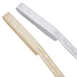 (52) Непрозрачная лаванда 2 рулоны 2 цвета этнический стиль вышивка цветок полиэстеровые ленты, жаккардовая лента, тирольская лента, аксессуары для одежды, плоский, разноцветные, 3/4 дюйм (20 мм), около 7.70 ярдов (7.04 м) / рулон, 1 рулон / цвет