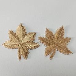 Goldenrod Maple Leaf Computerized Embroidery Cloth Iron on/Sew on Patches, Appliques, Badges, for Clothes, Dress, Hat, Jeans, DIY Decorations, Autumn Theme, Goldenrod, 46x48x1mm