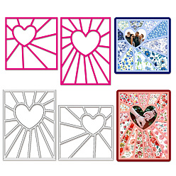 Сердце Углеродистая сталь разрезает трафареты, для diy scrapbooking, Фотоальбом, декоративная бумага для тиснения, сердце, 106~136x102~106x0.8 мм, 2 шт / комплект