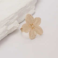Цветок Кольца из цинкового сплава для женщин, золотые, цветок, 45x28 мм