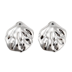 Real Platinum Plated Brass Pendants, Cadmium Free & Nickel Free & Lead Free, Shell Shape Charms, Real Platinum Plated, 20x17.5x3mm, Hole: 1.3mm