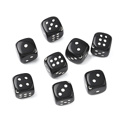 Черный Непрозрачные акриловые бусины, игральная кость, чёрные, 15.5x16x16 мм, отверстие : 2 мм, 282 шт / 500 г
