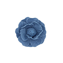 Light Sky Blue Denim Cloth Cabochons, for Garment Accessory, Flower, Light Sky Blue, 70mm