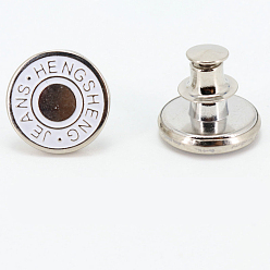 Word Alloy Button Pins for Jeans, Nautical Buttons, Garment Accessories, Round, Word, 17mm