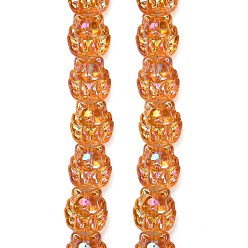 Легкий Лосось Гальванические стеклянные бусины, лиса, с половиным покрытием, с покрытием цвета радуги, светлый померанцевый, 18x18x13.5 мм, отверстие : 1.5 мм, около 40 шт / нитка, 27.17'' (69 см)