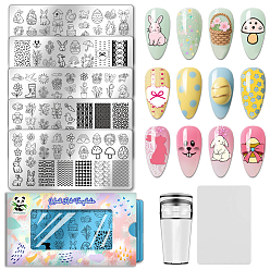 Mixed Shapes Шаблоны для нейл-арта своими руками из нержавеющей стали, шаблонный инструмент, прямоугольные, разнообразные, 12x6 см, 5 листов / комплект