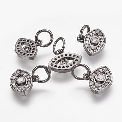 Черный Цвет Металла CZ латунные микро проложить кубического циркония сглаза прелести, металлический черный , 9x11x2 мм, Перейти кольцо: 5x0.8 мм